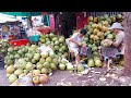 Over 1000 Coconuts Cut By These Guys a Day! Amazing Coconut Cutting Skills! Cambodia Street Food