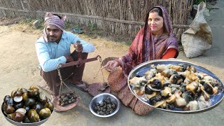 Amazing snail cooking&eating in villagelifeघोघा बनाईए एक बार मेरे अदाज मे फिर कहेगे वाह क्या घोघा है