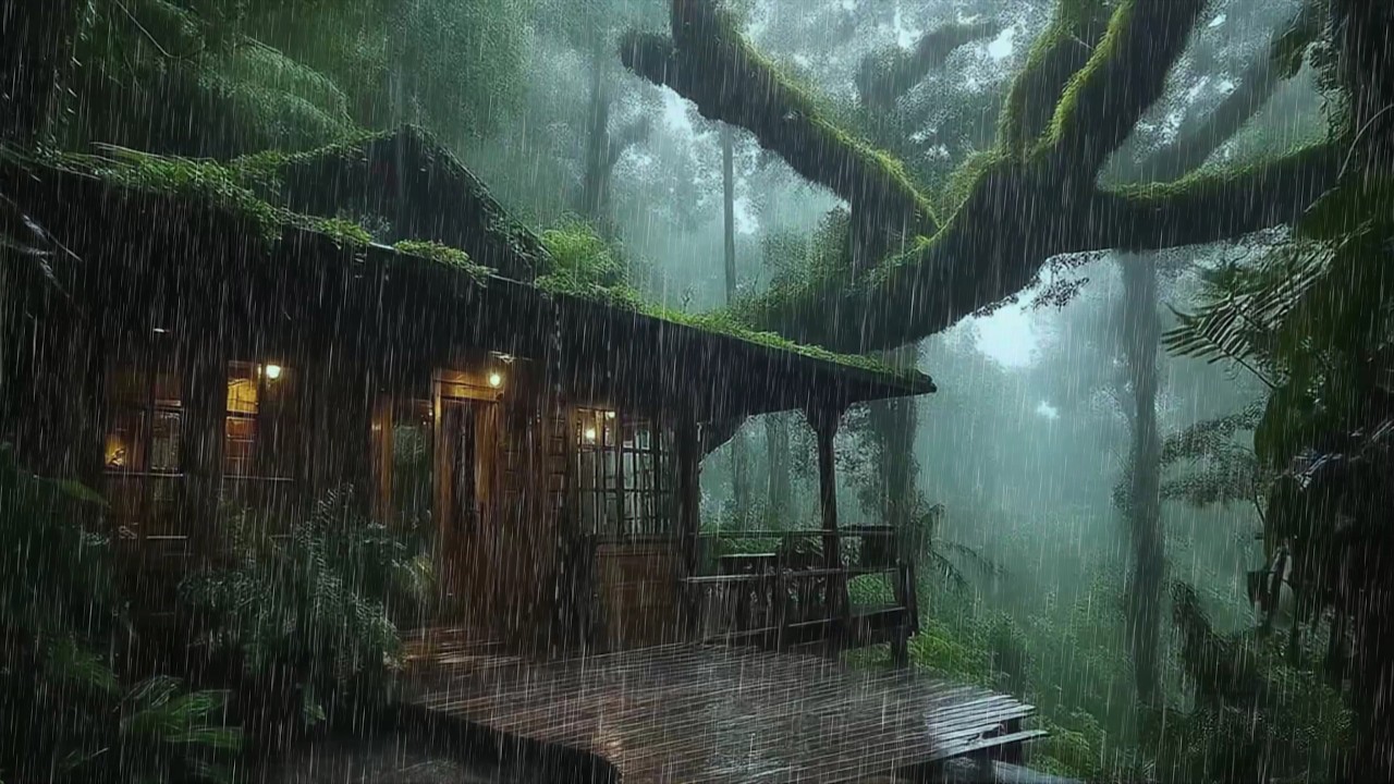 Experience Deep Relaxation with Rain in Cozy Tree House Forest 🍀 Ease ...