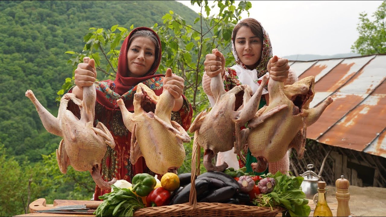 Whole Turkey & Goose Staffed with Plum, Potato, Eggplant & Veggies in the Village