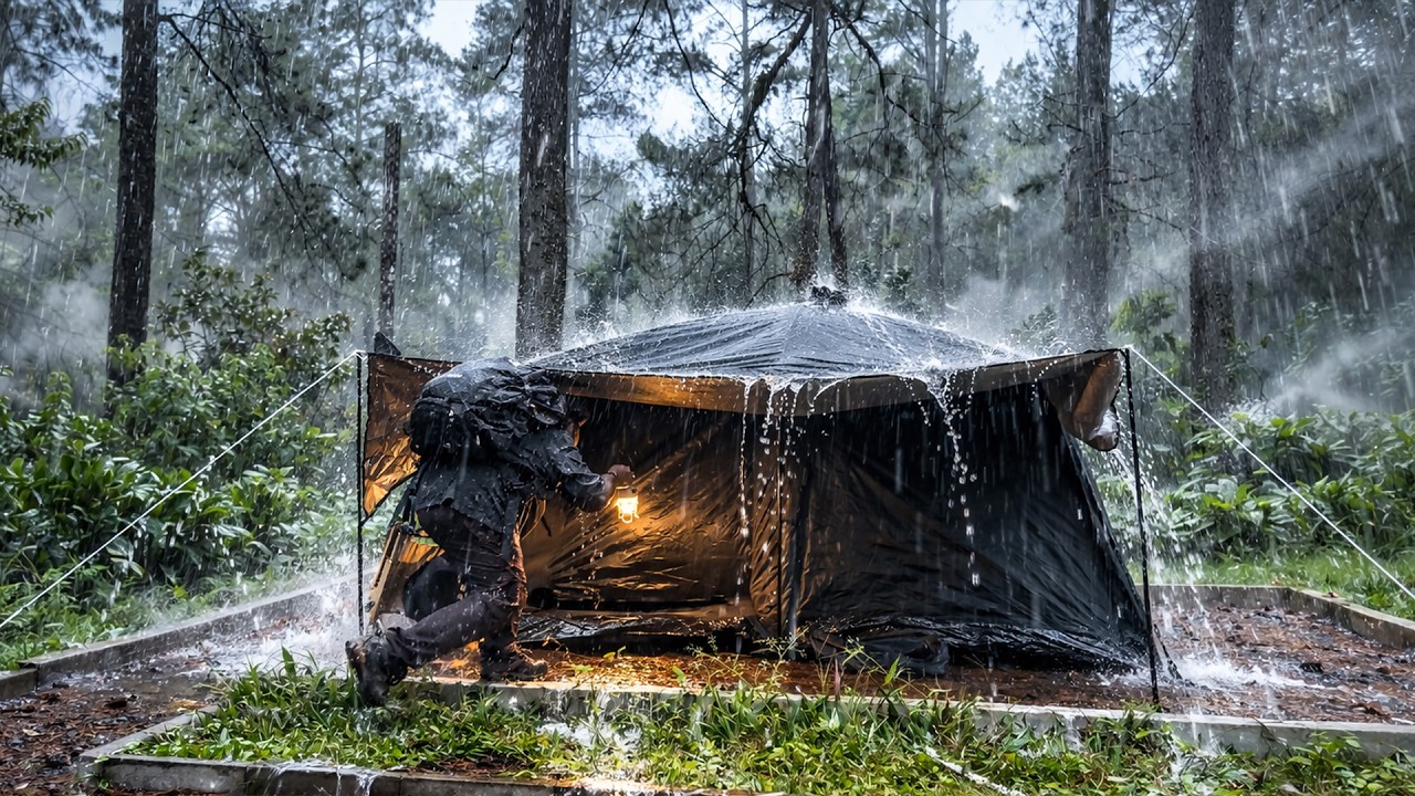 COZY CAMPING RAIN‼️ SOLO CAMPING HEAVY RAIN AND THUNDERSTORM - YouTube