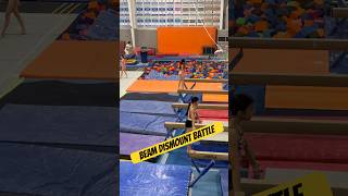Who won the beam dismount challenge, count the sticks! #gymnasticlife #gymnast #flip #SpringOnShorts