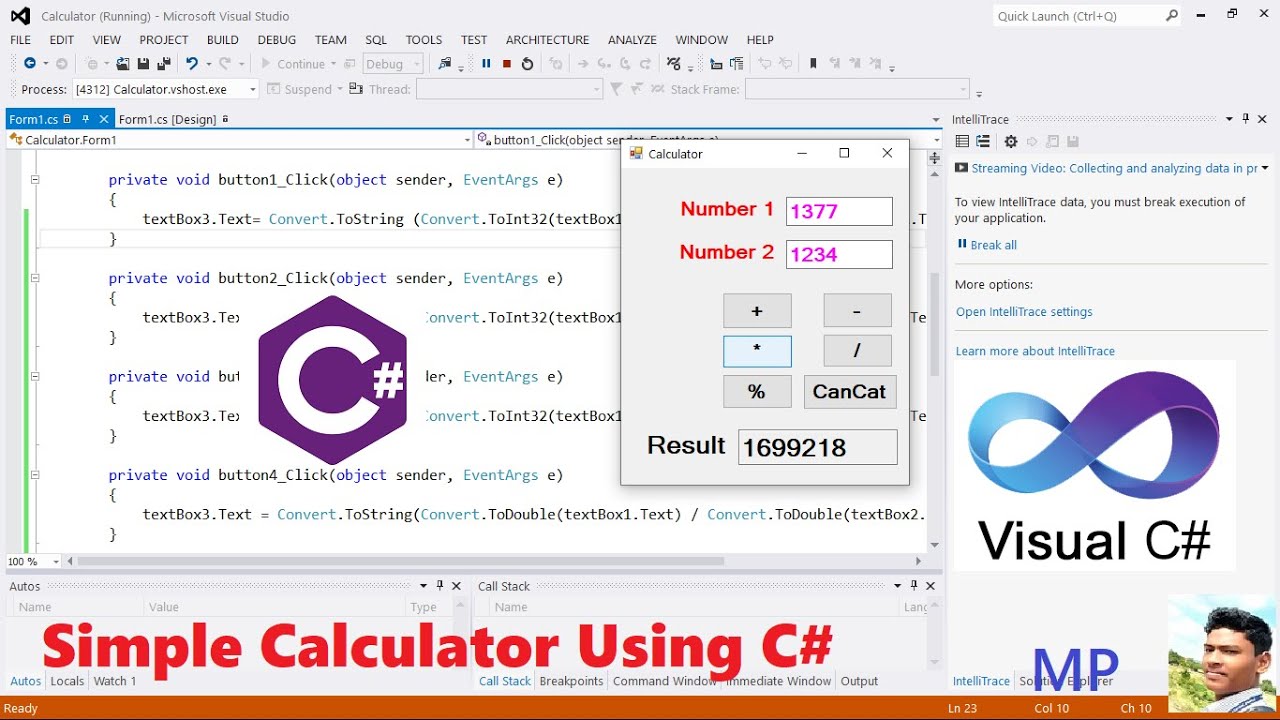 Simple Calculator in C#. Calculator By using Windows Form Application ...