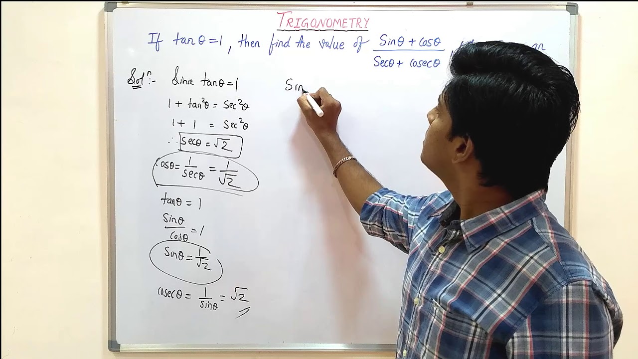 11 trigonometry if tan 1 then find the values of sin cos 
