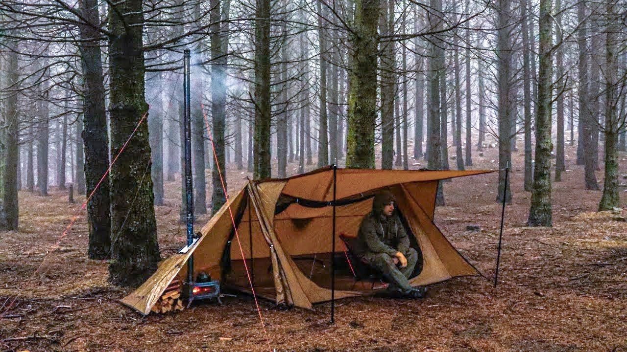 Solo Hot Tent Camping In Heavy Rain Storms Video Compilation - YouTube