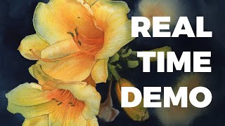 Painting a Realistic Lily in Watercolor - Real Time Demonstration