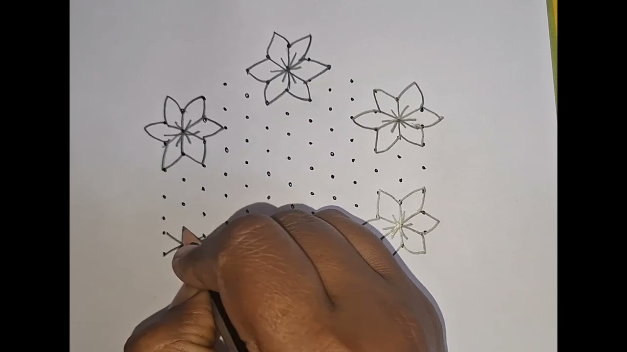 13*7 Middle Dot kolam Design||Flowers Rangoli Designs 
