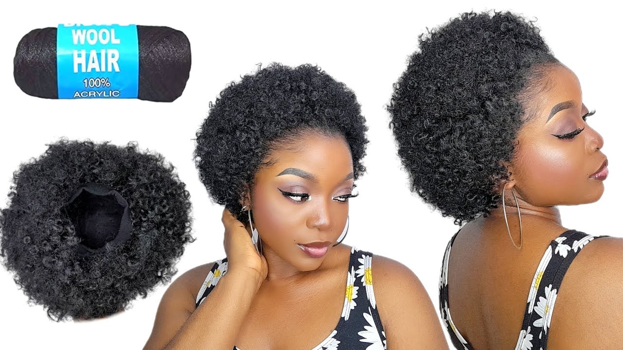 OMG😱 Very Simple And Easy Afro Jerry Curl Wig/Ponytail Using Brazilian Wool Attachment