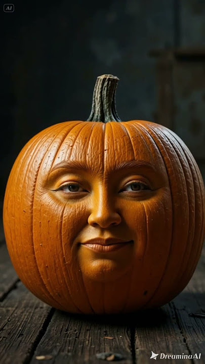 Pumpkin with Serene Human Face – Hyper-Realistic 3D Cinematic Art”