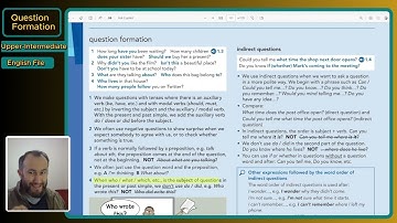 How to form Questions, Upper Intermediate, English File, 1A