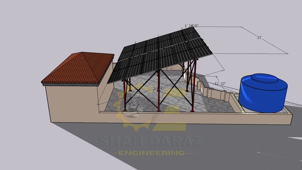 3D Solar Structure Drawing | Double Sided Tilted Frame 3D Model |  Design# firstvideo