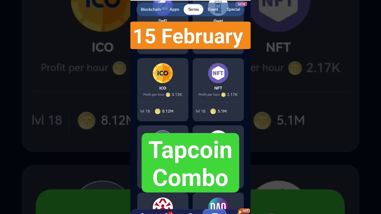 Tap Coin Bot : 15 February Daily Bounty Card | Tapcoin  Combo   | tapcoin combo today 