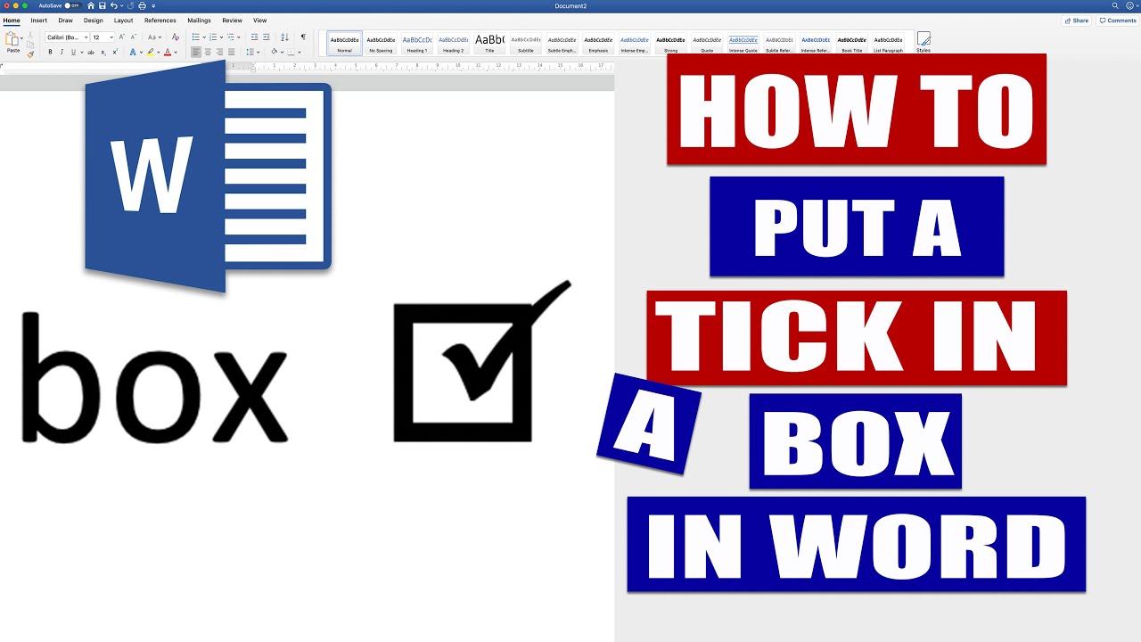 how insert check box word