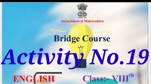 Bridge Course- English|Activity No.19|Std.8th|