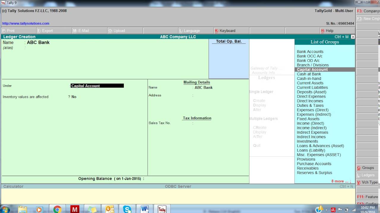 Chart Of Accounts In Tally Software