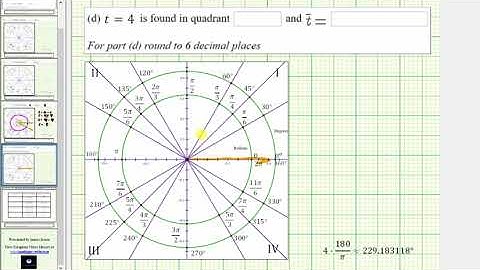 Determine the Reference Angle of an Angle Given in Radians (11pi/6 and 4)