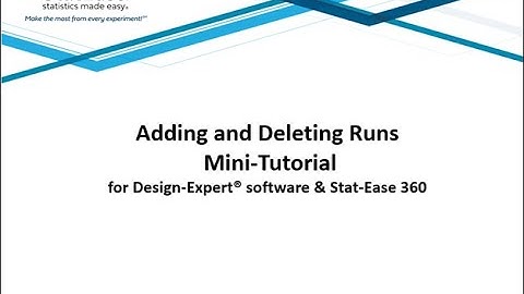 Mini-Tutorial: Adding & Deleting Runs