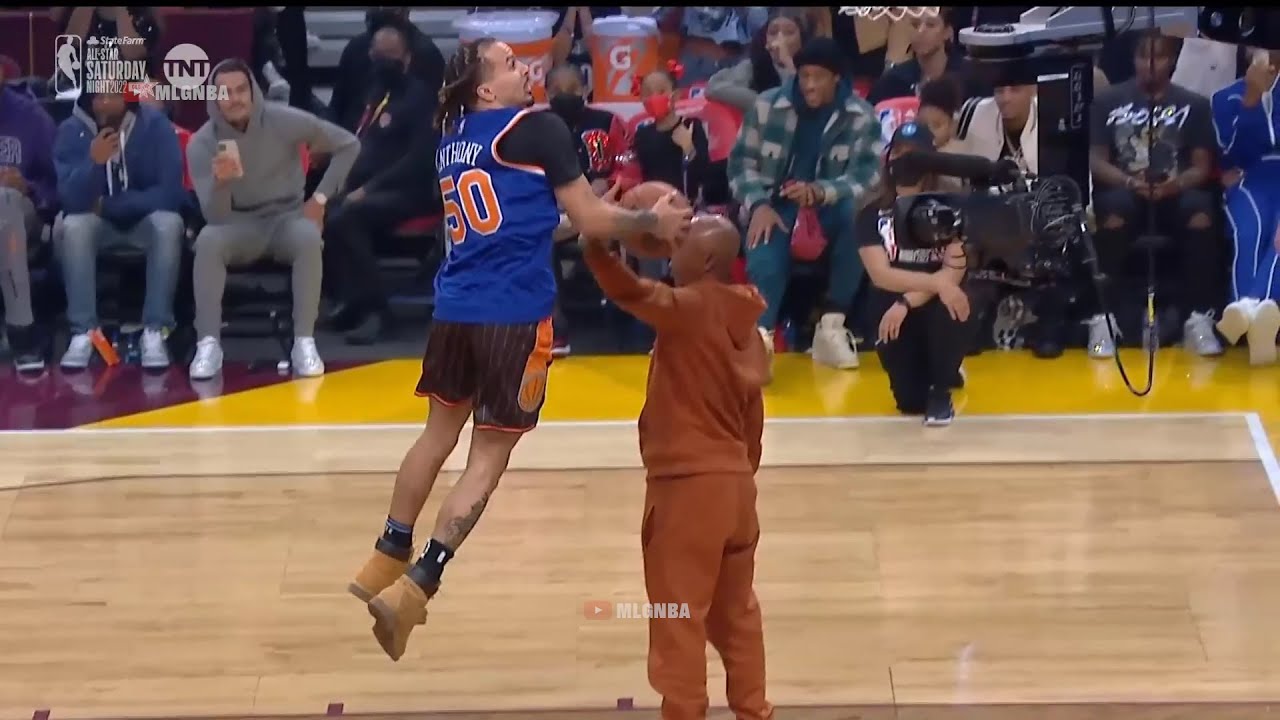 NBA on X: Wearing dad's jersey. Timbs on his feet. Cole Anthony starts  #ATTSlamDunk with some flair! #NBAAllStar #StateFarmSaturday   / X