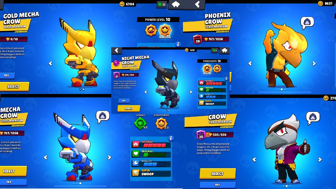 All Crow Skins Review Brawl Stars Youtube - skin crow brawl star