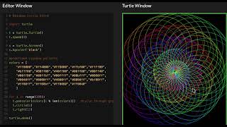 Rainbow Circle Storm in python turtle - cycle through gradient