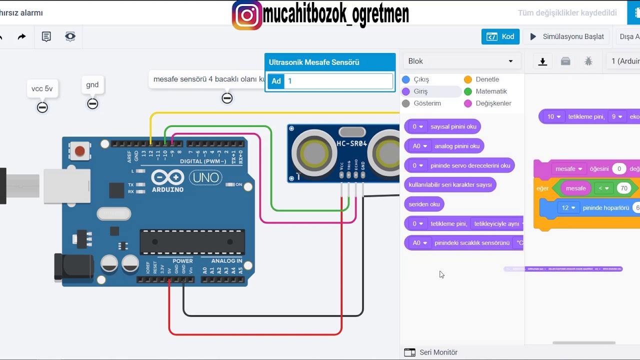 Tinkercad İle Arduino Kodlama Eğitimi Ders 24: Mesafe Sensörü ile ...