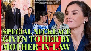 QUEEN LETIZIA WEARS SPECIAL NECKLACE GIVEN TO HER BY MOTHER IN LAW