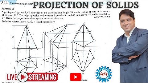 Projection of Solids#engineeringdrawing #engineeringgraphics#sem2 #firstyearengineering #shorts#csgt