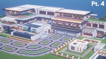 Minecraft: Modern Mega Mansion Tutorial | Architecture Build (#5) Pt. 4