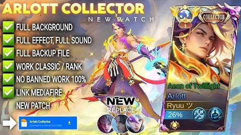 NEW! Script Skin Arlott Collector - Aeon Of Twilight No Password Full Effect & Voice | Patch Terbaru