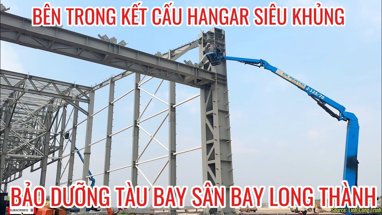 CHOÁNG NGỢP BÊN TRONG KẾT CẤU SIÊU KHỦNG VÀ TIẾN ĐỘ MỚI NHẤT CỦA HANGAR BẢO DƯỠNG TÀU BAY LONG THÀNH
