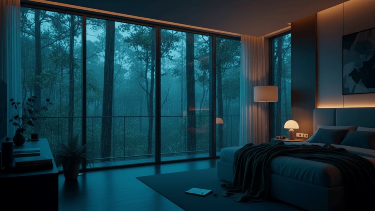 Deep Sleep Piano Music 🌙 Gentle Rain Sounds in a Cozy Bedroom | Fall Asleep Instantly