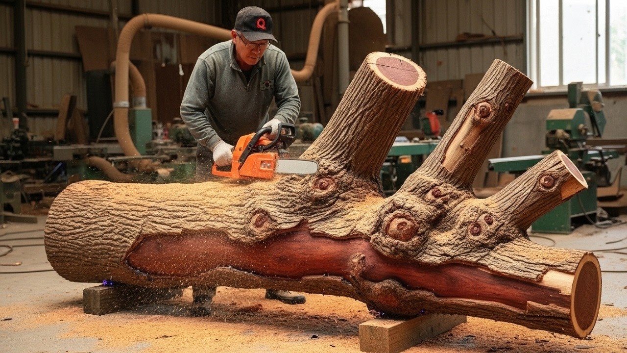 From Giảnt Tree Stump to Beautiful Garden Furniture ?? Most Satisfying Woodworking Ever!