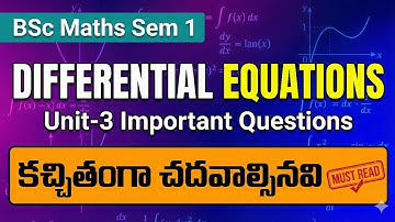 Differential equations important questions unit 3 ll Degree Maths tips Telugu ll