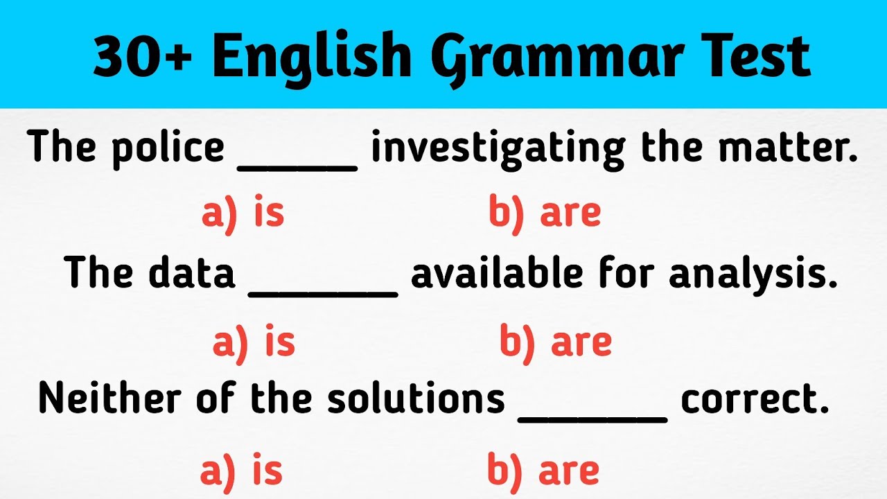 English Grammar Quiz : Master 'Is' vs. 'Are' | Form Of Verb | Test Your ...
