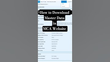 Download MASTER DATA of a company #masterdata #companysecretary #company