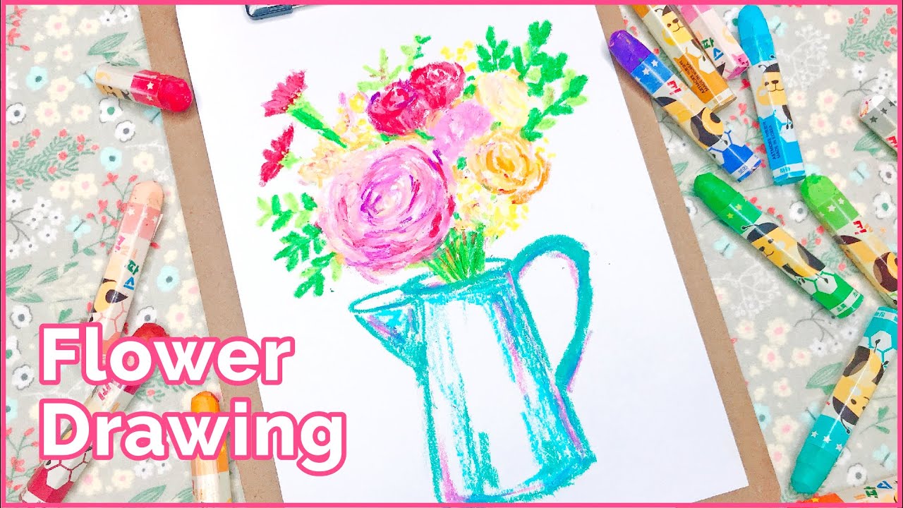Easy Flower Drawing with Oil Pastel for beginners | How to Draw Flower ...