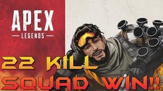 22 Kill Squad Win with Randoms!!!(Apex Legends WIN with Commentary)