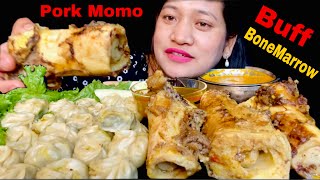 Pork Momos & Buff Bone Marrow Mukbang Asmr / Nepali Mukbang / राङाको नली हड्डी र सुङुरको म:म: