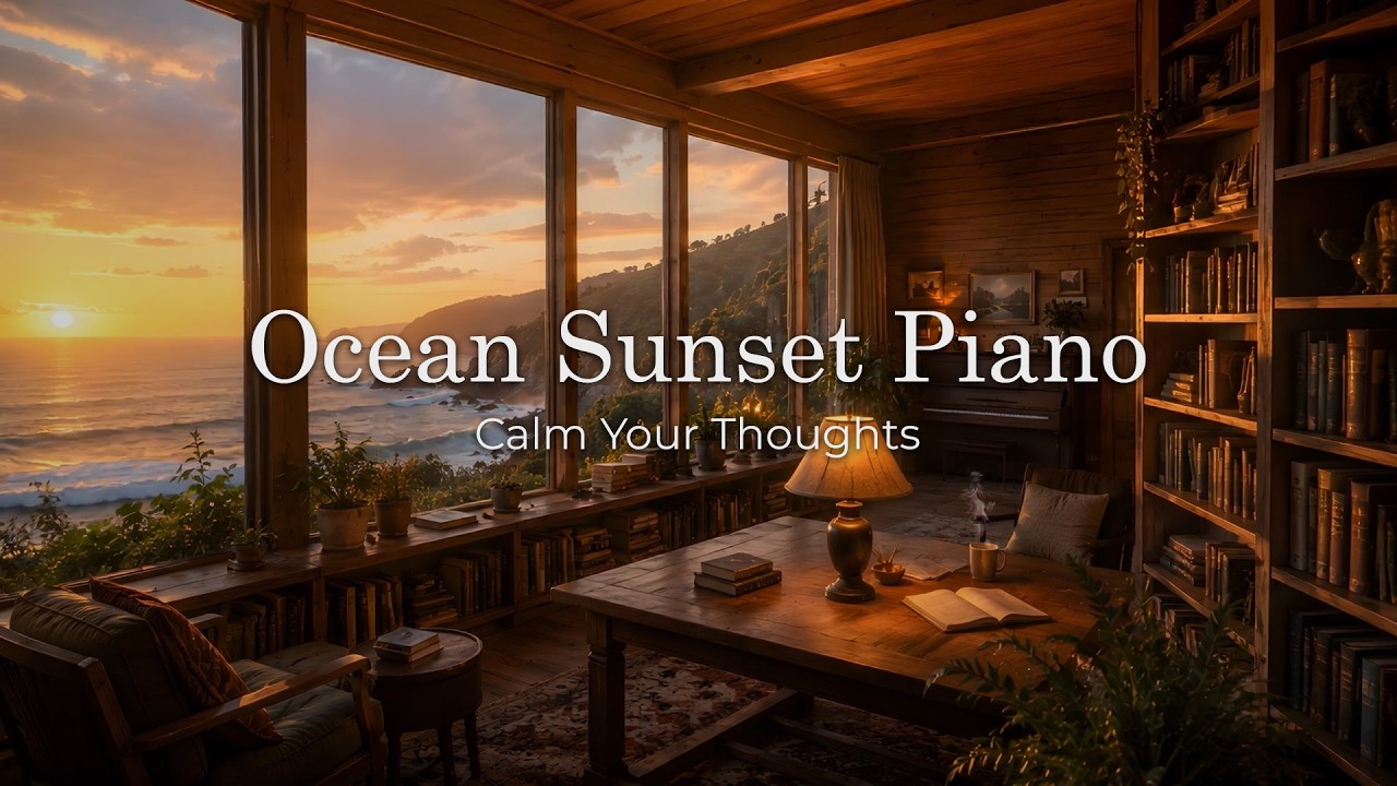 A Quiet Ocean Sunset for Deep Focus 🌅 Soft Piano for Reading & Study ...
