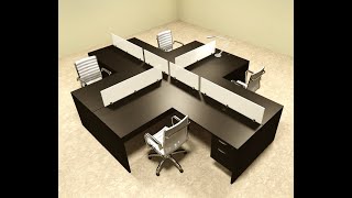 FOUR PERSON WORKSTATION - ACRYLIC DIVIDERS (face to face)