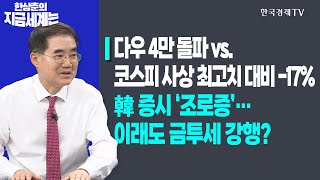 다우 4만 돌파 vs. 코스피 사상 최고치 대비 -17%ㅣ韓 증시 ‘조로증’…이래도 금투세 강행?ㅣ한상춘의 지금세계는ㅣ한국경제TV