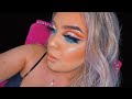 Kylie Jenner Eyeshadow Palette Blue Honey | How To Do A Winged Out Cut Crease|