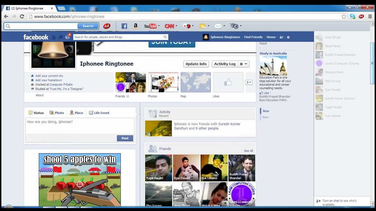 just download iphone ringtone using your facebook YouTube