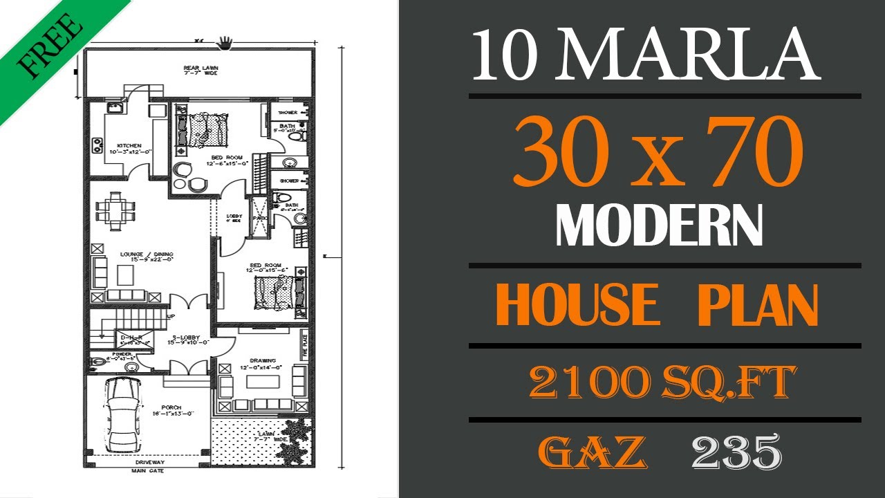 30 X 70 Latest House Map 10 Marla New House Plan 2100 Sqft Home 