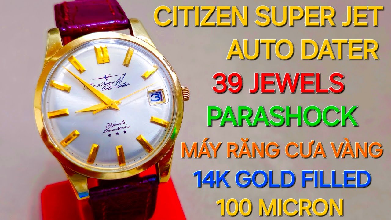 時計 CITIZEN SUPERJETAutoDater 14K GOLDFILLED Citizen Super Jet Auto Dater 39J Parashock, 14kt gold filled 100