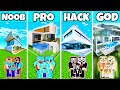 Minecraft family premium luxury mansion build challenge  noob vs pro vs hacker vs god