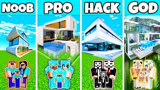 Minecraft: FAMILY PREMIUM LUXURY MANSION BUILD CHALLENGE - NOOB vs PRO vs HACKER vs GOD