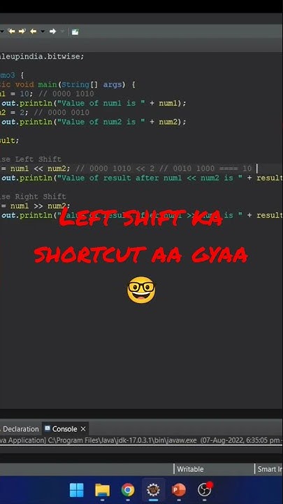 Shortcut for Left Shift operator in Java is here #shorts # ...