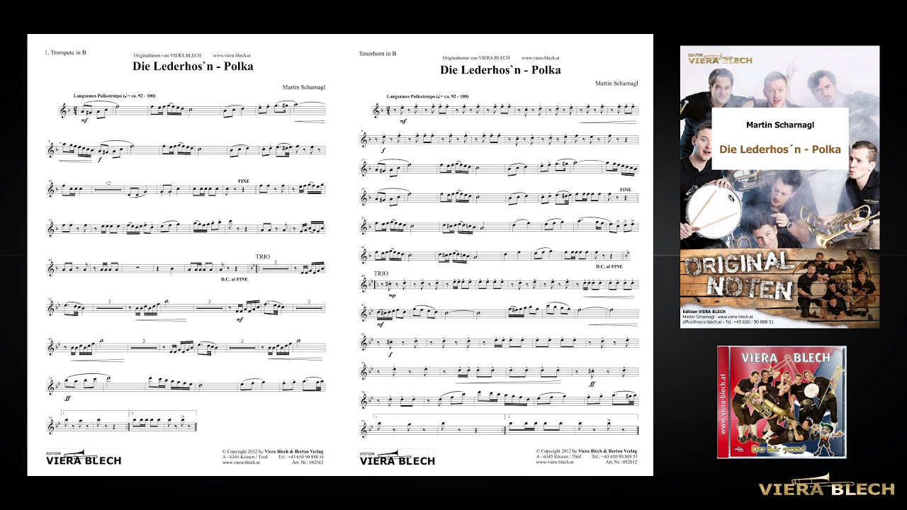 Watch Die Lederhos´n - Polka | Originalnoten Viera Blech on YouTube Watch Die Lederhos´n - Polka | Originalnoten Viera Blech on YouTube