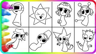 SPRUNKI COLORING PAGE🎨| SPRUNKI CUTE EDITION🥰 #sprunki #sprüche #incredibox #coloring #drawing